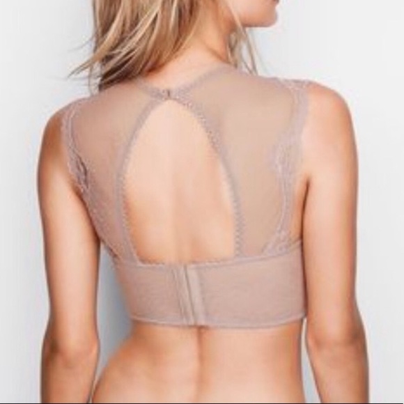NWOT Victoria’s Secret Taupe MeshLace High NeckBra - Picture 2 of 3